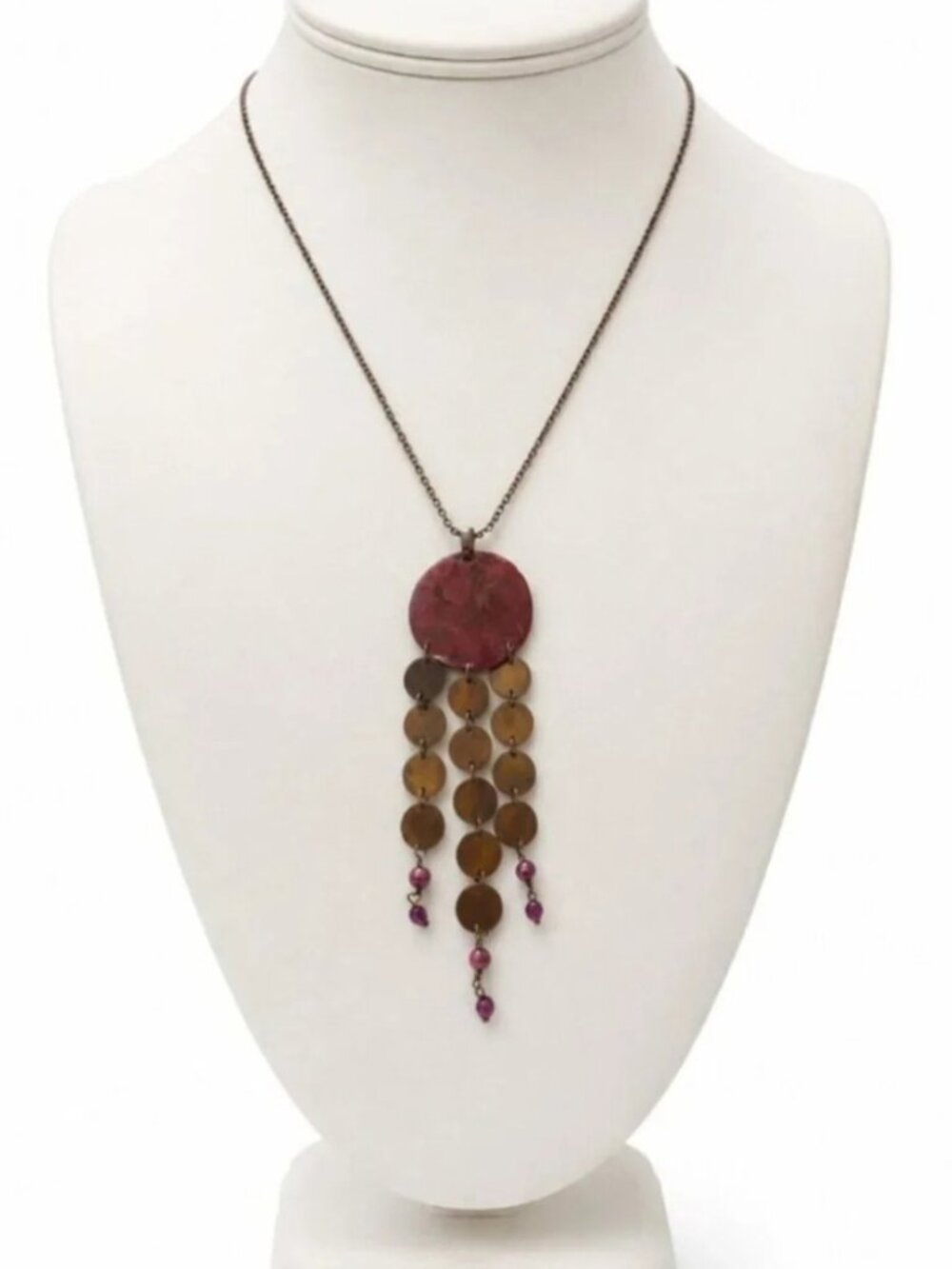 Vintage Metal & Enamel Necklace  Circa: 1980s